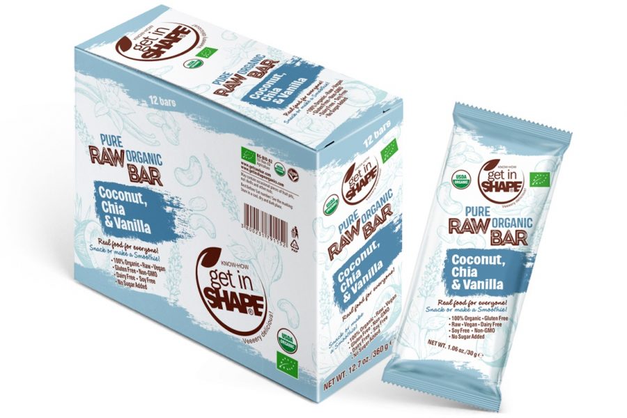 Pure Organic Raw Bar Coconut, Chia & Vanilla 1.06oz./30g