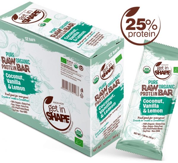 Pure Organic Raw Protein Bar Coconut, Vanilla & Lemon 1.06oz./30g